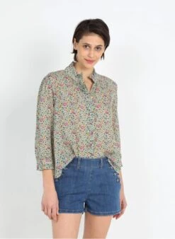 Green Fluid Printed Cotton Shirt