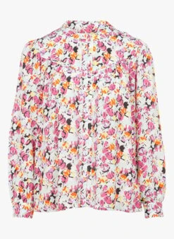 Suncoo LOUNA - Pink Printed Shirt With Mandarin Collar -Morganmai Store 3978810
