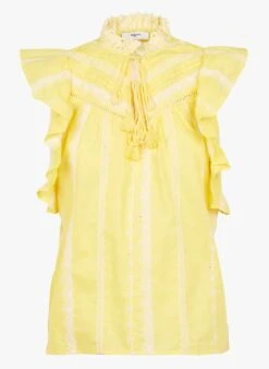 Suncoo LOUKI - Yellow Embroidered Cotton Top -Morganmai Store 3978835