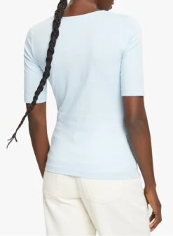 ESPRIT Blue Cotton-blend T-shirt With 3/4 Sleeves -Morganmai Store 3979858