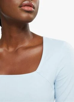 ESPRIT Blue Cotton-blend T-shirt With 3/4 Sleeves -Morganmai Store 3979859