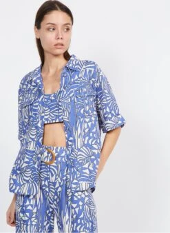Suncoo LORNA - Blue Printed Shirt With Classic Collar