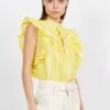 Suncoo LOUKI - Yellow Embroidered Cotton Top