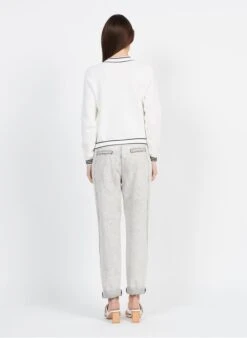 Suncoo GODARD - White Buttoned Cardigan With Contrasting Trim -Morganmai Store 3980349
