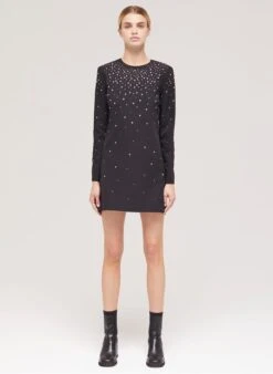 THE KOOPLES Black Short Dress With Diamanté -Morganmai Store 3983733