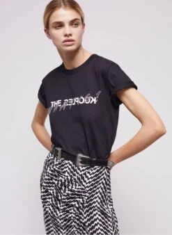 THE KOOPLES Black Screen-printed Cotton T-shirt