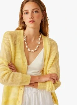 FLORA - Yellow V-neck Cardigan