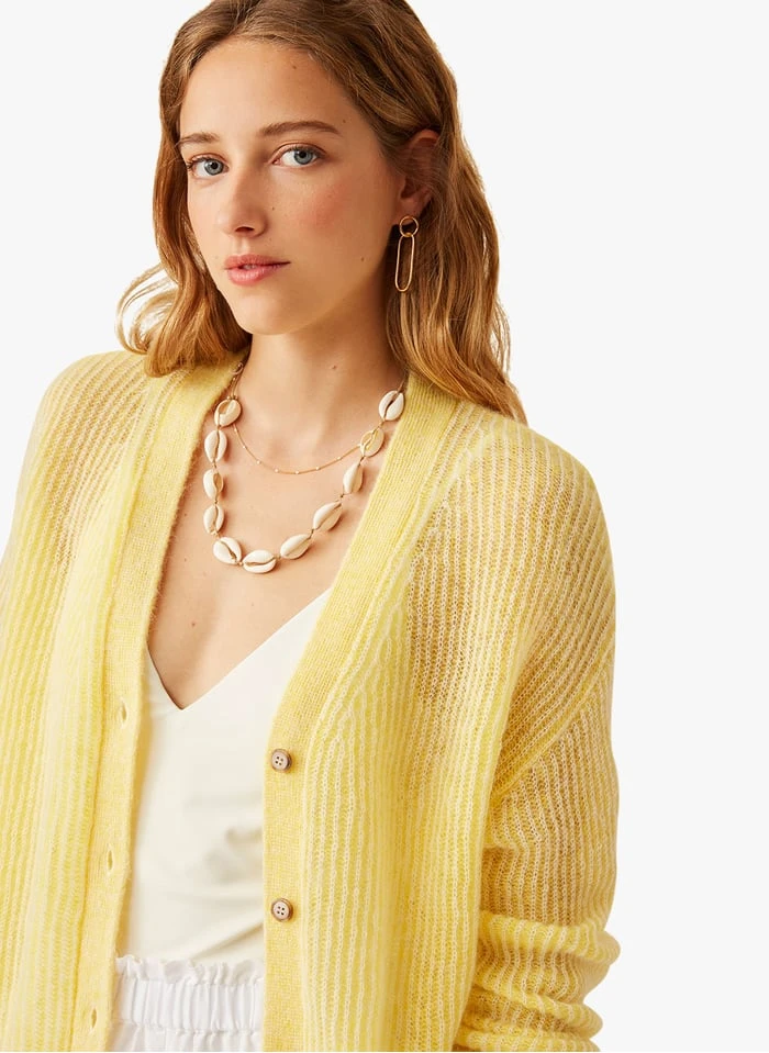 FLORA - Yellow V-neck Cardigan 2 FLORA - Yellow V-neck Cardigan - Image 2