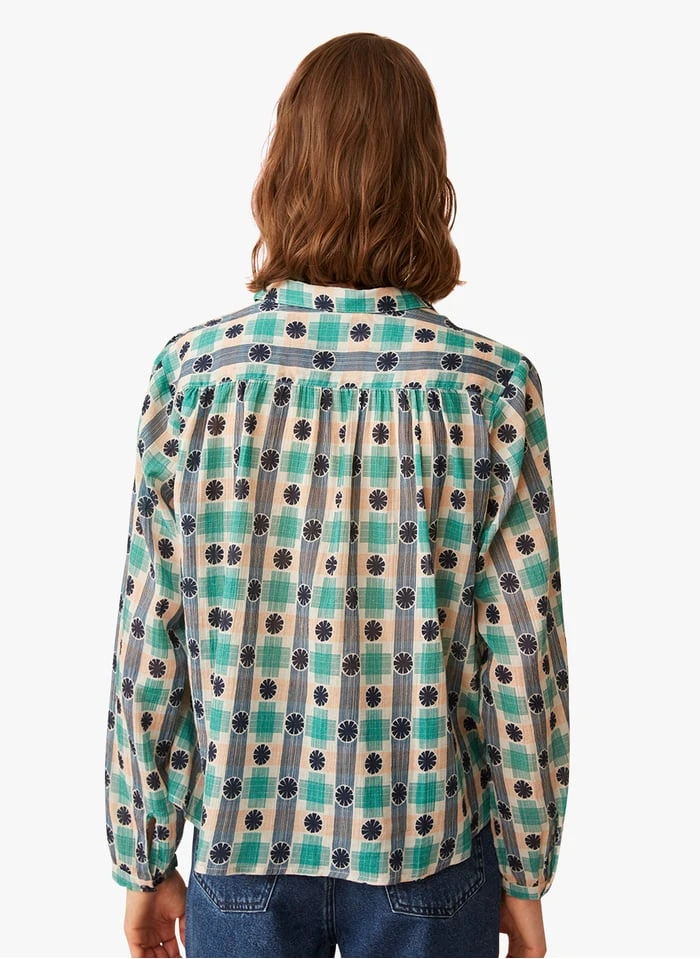 EBONY - Green Check Print Cotton Shirt 6 EBONY - Green Check Print Cotton Shirt - Image 6