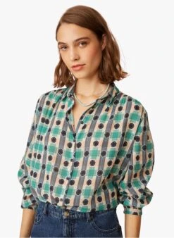 EBONY - Green Check Print Cotton Shirt