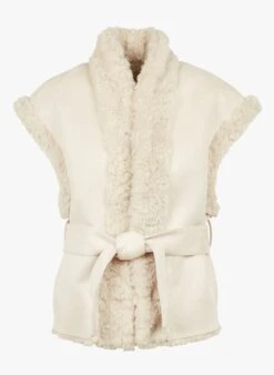 Ikks White Faux Fur Gilet -Morganmai Store 3995515