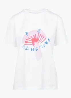 PAUL SMITH White Screen-printed Organic Sleeved Cotton T-shirt -Morganmai Store 3995587