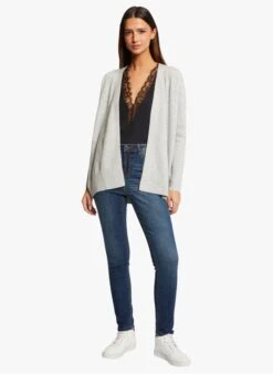 MORGAN Grey Straight-cut Fine-knit Cardigan -Morganmai Store 3995995