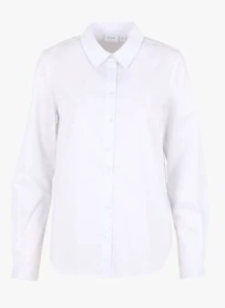Vila GIMA - White Organic Cotton-blend Shirt With Classic Collar -Morganmai Store 3998293