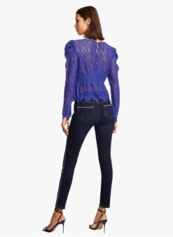MORGAN Purple Long-sleeved Lace Blouse With Black Lining -Morganmai Store 4003412