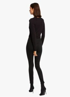 MORGAN TADAME - Black V-neck Top With Lace -Morganmai Store 4003558