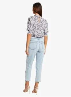 MORGAN TOM - Multicolored High-neck Printed Blouse -Morganmai Store 4003570