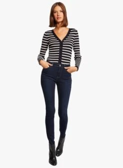 MORGAN MILIA - Multicolored Striped V-neck Cardigan -Morganmai Store 4003655