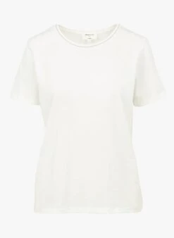 MAISON 123 CATY - White Round-neck Cotton T-shirt -Morganmai Store 4004089