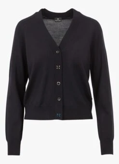 PAUL SMITH Blue V-neck Wool Cardigan -Morganmai Store 4004176