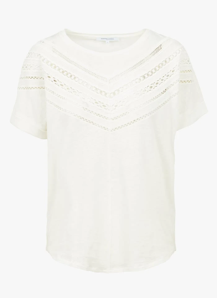 GERARD DAREL AILEEN - White Embroidered Linen Round-neck Top 3 GERARD DAREL AILEEN - White Embroidered Linen Round-neck Top - Image 3