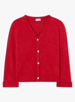 American Vintage EAST - Red Loose-fit V-neck Cardigan 7 American Vintage EAST - Red Loose-fit V-neck Cardigan -Morganmai Store 4007057