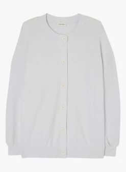 American Vintage HAPYLIFE - White Round-neck Cotton-blend Cardigan -Morganmai Store 4007144