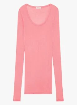 American Vintage MASSACHUSETTS - Pink Long-sleeved Round-neck Cotton T-shirt 7 American Vintage MASSACHUSETTS - Pink Long-sleeved Round-neck Cotton T-shirt -Morganmai Store 4007224