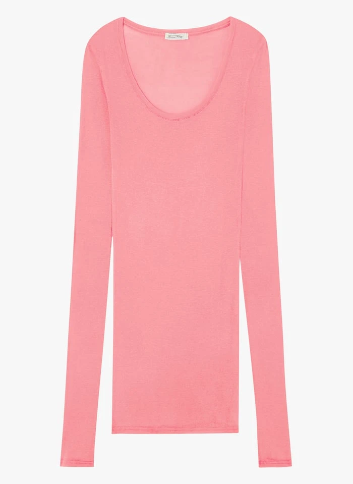 American Vintage MASSACHUSETTS - Pink Long-sleeved Round-neck Cotton T-shirt 3 American Vintage MASSACHUSETTS - Pink Long-sleeved Round-neck Cotton T-shirt - Image 3