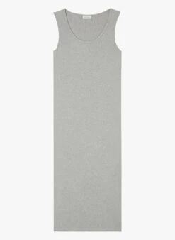 American Vintage PIWIK - Grey Long Organic Cotton Round-neck Dress -Morganmai Store 4007241