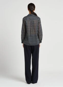 MAISON 123 THEO - Blue Printed Shirt With Classic Collar -Morganmai Store 4007987