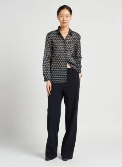 MAISON 123 THEO - Blue Printed Shirt With Classic Collar -Morganmai Store 4007988