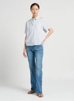 Samsoe Samsoe MINA - Blue Loose-fit Shirt With Classic Collar -Morganmai Store 4008229