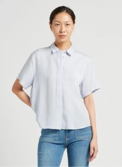 Samsoe Samsoe MINA - Blue Loose-fit Shirt With Classic Collar