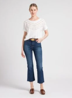 GERARD DAREL AILEEN - White Embroidered Linen Round-neck Top 8 GERARD DAREL AILEEN - White Embroidered Linen Round-neck Top -Morganmai Store 4008540
