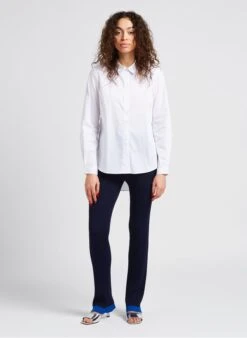 Vila GIMA - White Organic Cotton-blend Shirt With Classic Collar -Morganmai Store 4010287