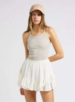 IRO PALISSO - Beige Round-neck Cotton-blend Tank Top -Morganmai Store 4012065