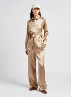 Max Mara Leisure HOLIDAY - Golden Fluid Shirt With Classic Collar -Morganmai Store 4012347