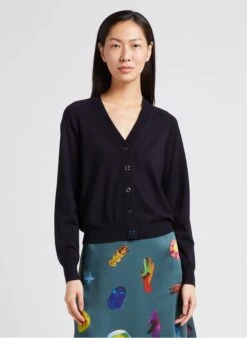 PAUL SMITH Blue V-neck Wool Cardigan