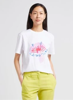 PAUL SMITH White Screen-printed Organic Sleeved Cotton T-shirt