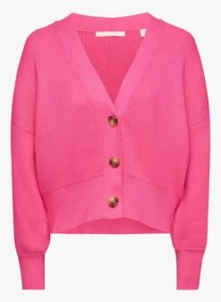 ESPRIT Pink Ribbed Knit Cardigan -Morganmai Store 4013633