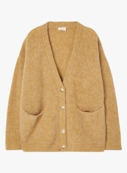 American Vintage EAST - Brown Loose-fit V-neck Cardigan -Morganmai Store 4013662