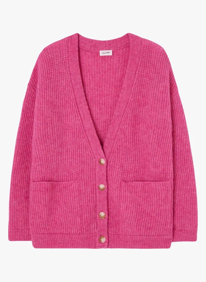 American Vintage EAST - Pink Loose-fit V-neck Cardigan 3 American Vintage EAST - Pink Loose-fit V-neck Cardigan - Image 3