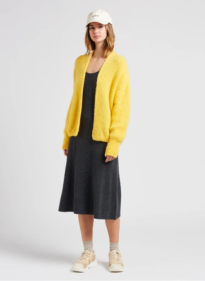 American Vintage EAST - Yellow Open Wool And Alpaca-blend Cardigan 4 American Vintage EAST - Yellow Open Wool And Alpaca-blend Cardigan - Image 4