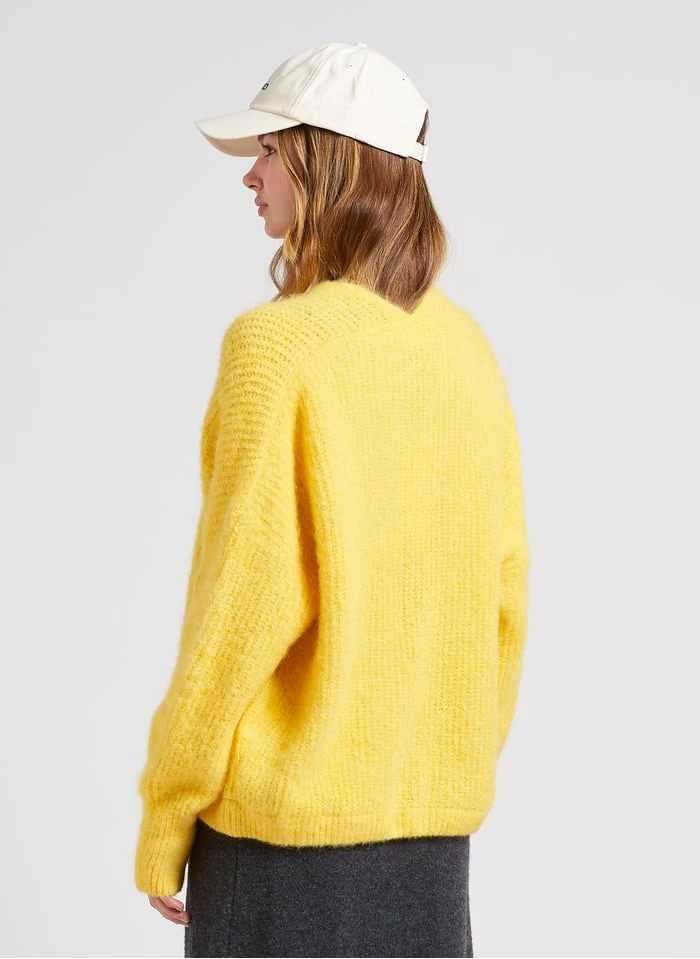 American Vintage EAST - Yellow Open Wool And Alpaca-blend Cardigan 2 American Vintage EAST - Yellow Open Wool And Alpaca-blend Cardigan - Image 2