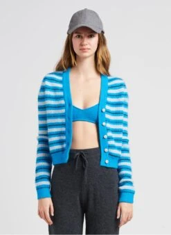 American Vintage VITOW - Multicolored Striped Alpaca Wool-blend Cardigan