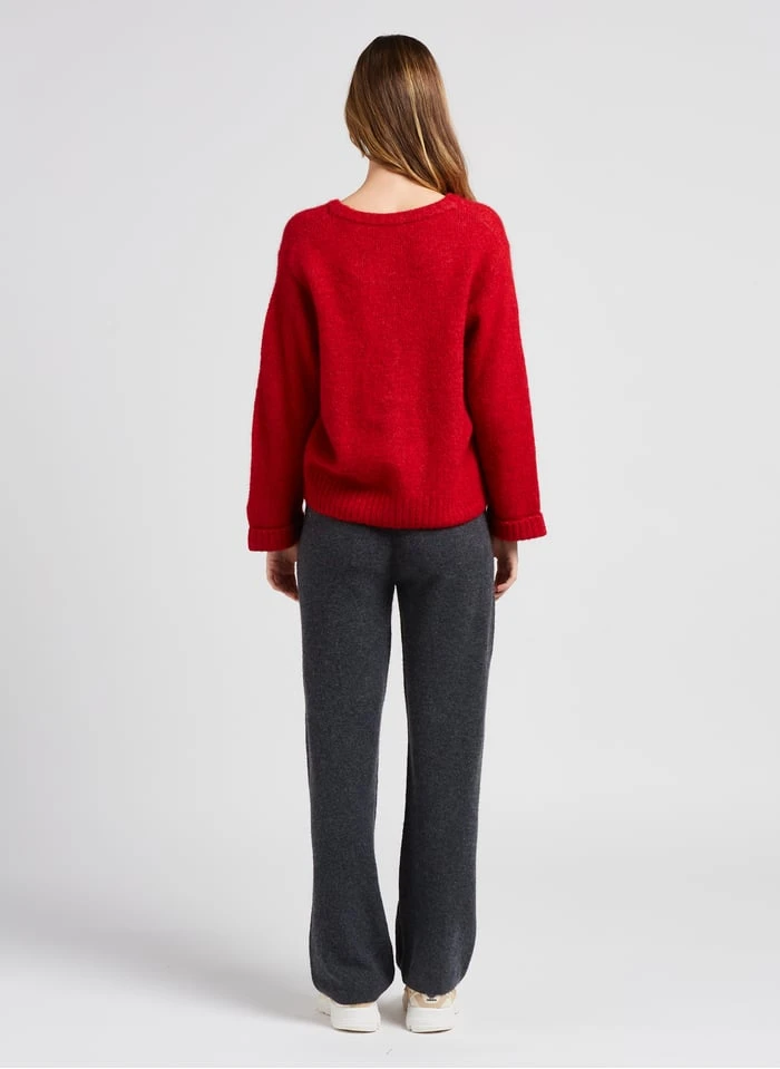 American Vintage EAST - Red Loose-fit V-neck Cardigan 5 American Vintage EAST - Red Loose-fit V-neck Cardigan - Image 5