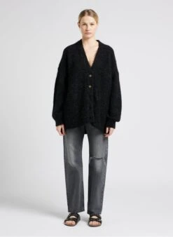 American Vintage FOUBAY - Grey Loose-fit Alpaca-blend Cardigan 10 American Vintage FOUBAY - Grey Loose-fit Alpaca-blend Cardigan -Morganmai Store 4022515