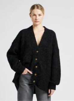 American Vintage FOUBAY - Grey Loose-fit Alpaca-blend Cardigan