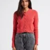 American Vintage RAZPARK - Red Wool-blend Cropped Cardigan